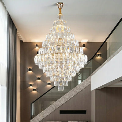 Extra Large Foyer Pure Crystal Ceiling Light Fixture Living Room Entrance Staircase Chandelier - cyranlamps