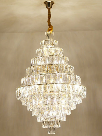 Extra Large Foyer Pure Crystal Ceiling Light Fixture Living Room Entrance Staircase Chandelier - cyranlamps