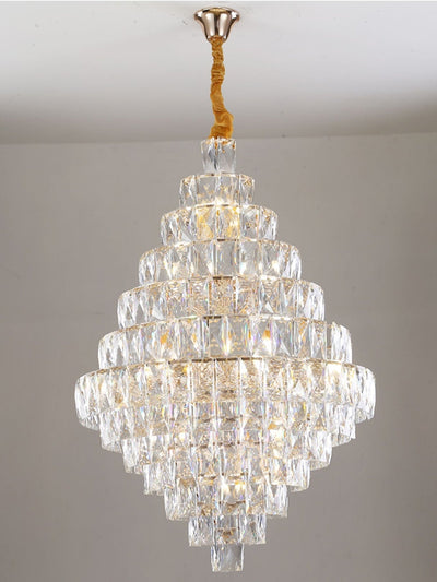 Extra Large Foyer Pure Crystal Ceiling Light Fixture Living Room Entrance Staircase Chandelier - cyranlamps
