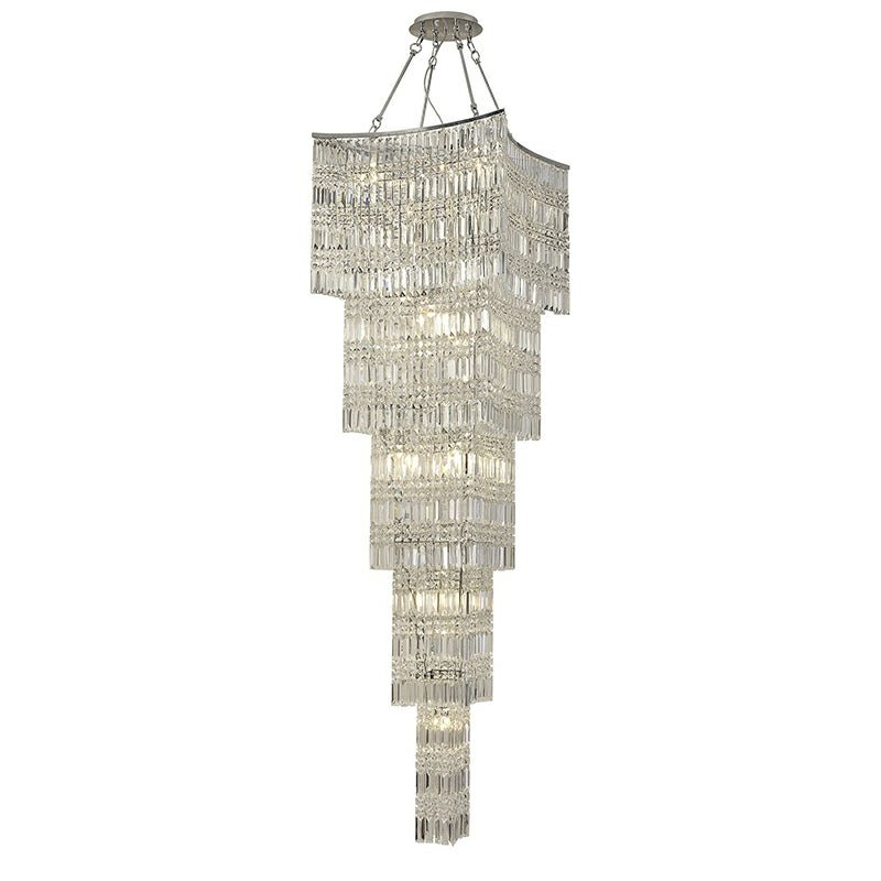 Extra Large Foyer Vertical Layers K9 Crystal Chandelier Chrome Ceiling Lighting Fixture For Staircase Entryway Decor - cyranlamps