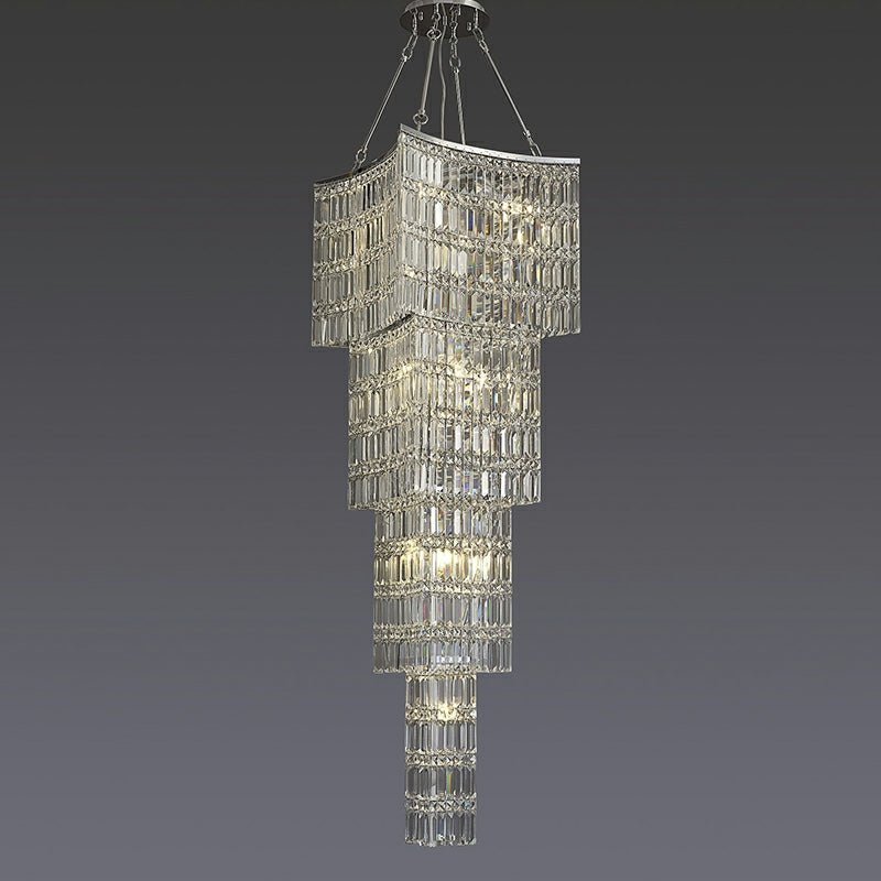 Extra Large Foyer Vertical Layers K9 Crystal Chandelier Chrome Ceiling Lighting Fixture For Staircase Entryway Decor - cyranlamps