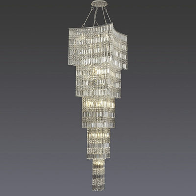 Extra Large Foyer Vertical Layers K9 Crystal Chandelier Chrome Ceiling Lighting Fixture For Staircase Entryway Decor - cyranlamps