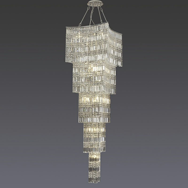 Extra Large Foyer Vertical Layers K9 Crystal Chandelier Chrome Ceiling Lighting Fixture For Staircase Entryway Decor - cyranlamps