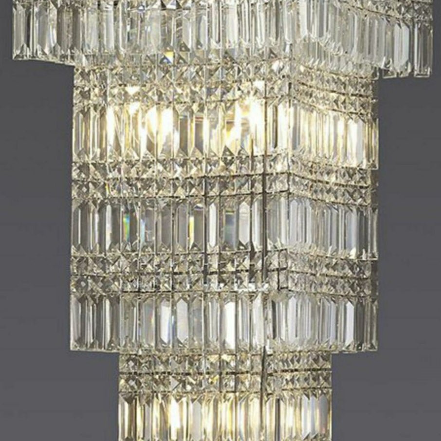 Extra Large Foyer Vertical Layers K9 Crystal Chandelier Chrome Ceiling Lighting Fixture For Staircase Entryway Decor - cyranlamps