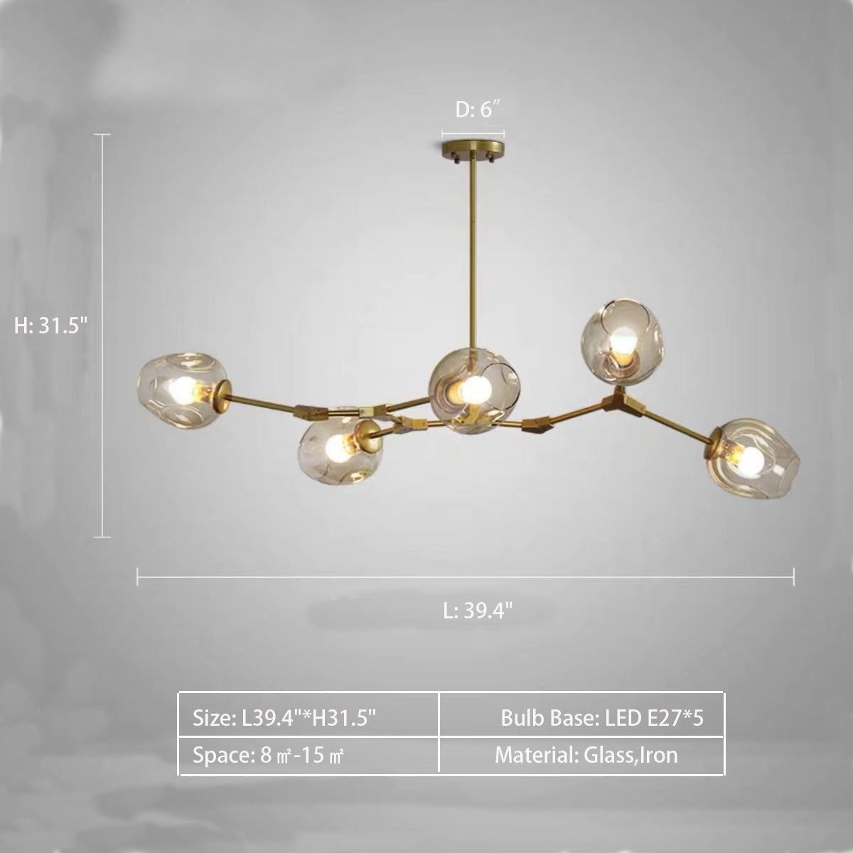 Extra Large Industrial Fashion Branch Multiple Glass Pendant Chandelier for Living/Dining Room - cyranlamps