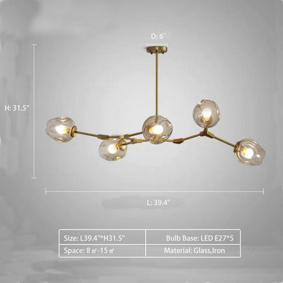 Extra Large Industrial Fashion Branch Multiple Glass Pendant Chandelier for Living/Dining Room - cyranlamps