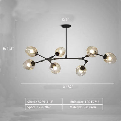 Extra Large Industrial Fashion Branch Multiple Glass Pendant Chandelier for Living/Dining Room - cyranlamps