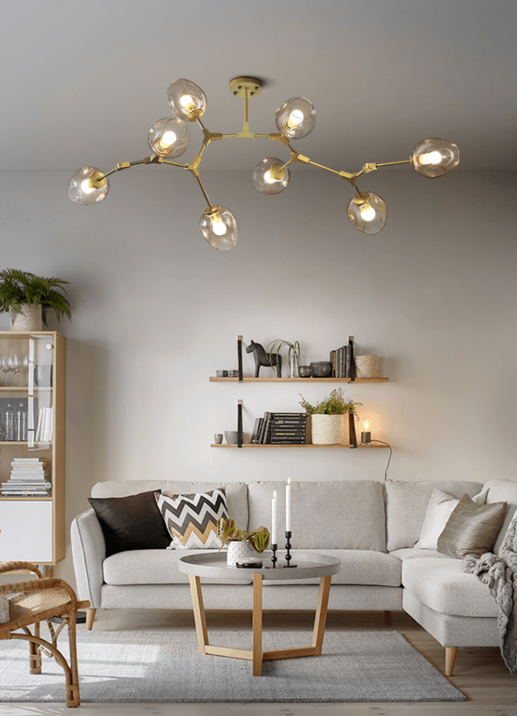 Extra Large Industrial Fashion Branch Multiple Glass Pendant Chandelier for Living/Dining Room - cyranlamps