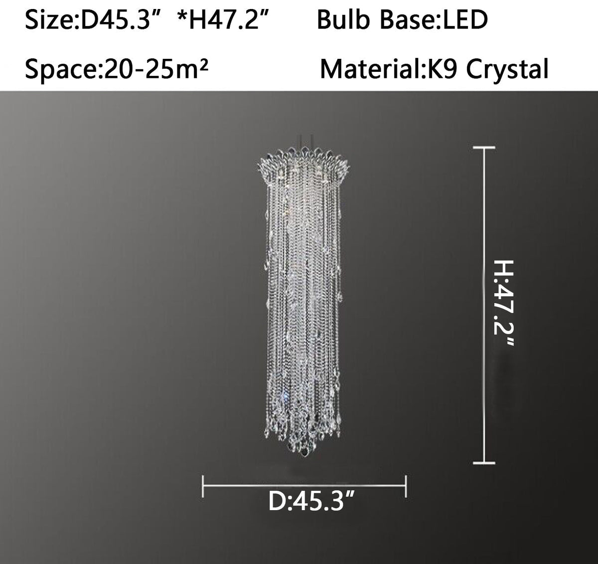 Extra Large Light Luxury Stairwell Crystal Tassel Chandelier for Staircase/High Floor Hall/Loft - cyranlamps