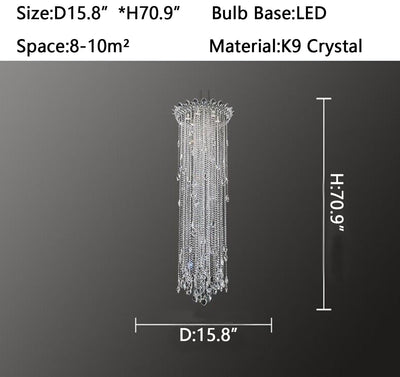 Extra Large Light Luxury Stairwell Crystal Tassel Chandelier for Staircase/High Floor Hall/Loft - cyranlamps