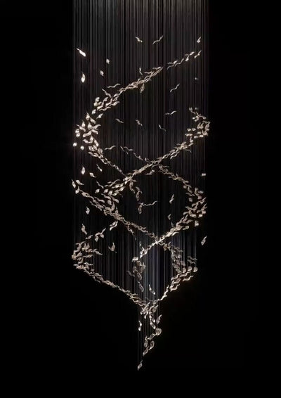 Extra Large Luxury Art Double Spiral Creative Crystal Chandelier For High - ceiling Foyer/Hallway/Entryway - cyranlamps