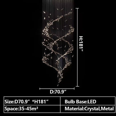 Extra Large Luxury Art Double Spiral Creative Crystal Chandelier For High - ceiling Foyer/Hallway/Entryway - cyranlamps