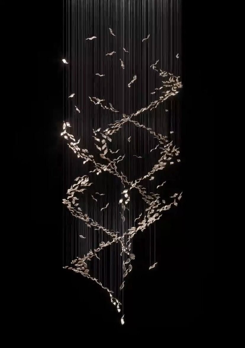 Extra Large Luxury Art Double Spiral Creative Crystal Chandelier For High - ceiling Foyer/Hallway/Entryway - cyranlamps