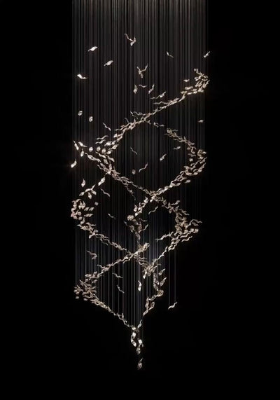 Extra Large Luxury Art Double Spiral Creative Crystal Chandelier For High - ceiling Foyer/Hallway/Entryway - cyranlamps