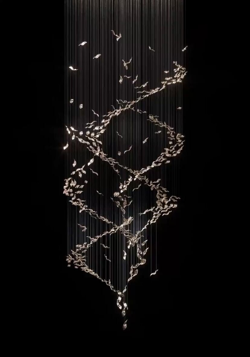 Extra Large Luxury Art Double Spiral Creative Crystal Chandelier For High - ceiling Foyer/Hallway/Entryway - cyranlamps