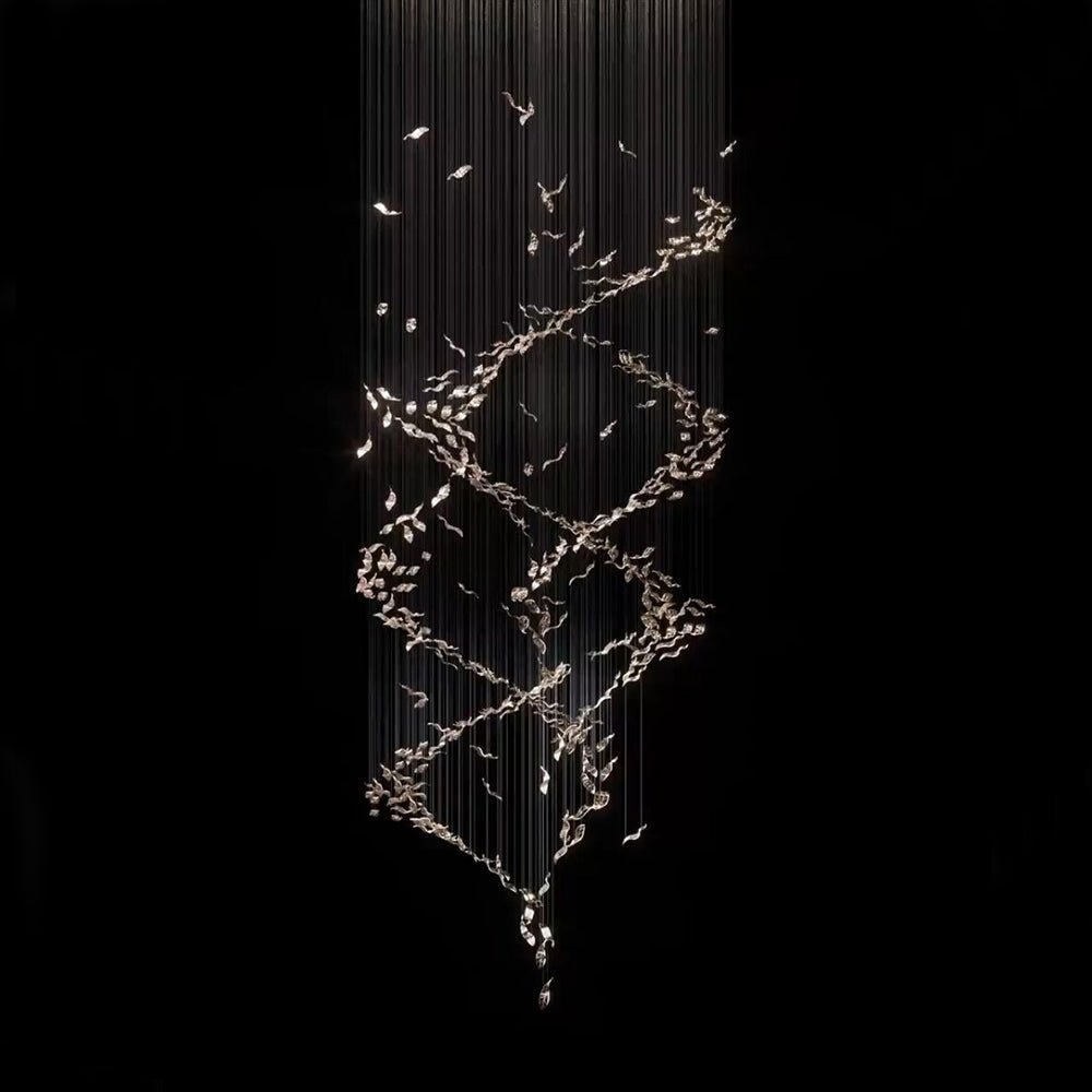 Extra Large Luxury Art Double Spiral Creative Crystal Chandelier For High - ceiling Foyer/Hallway/Entryway - cyranlamps