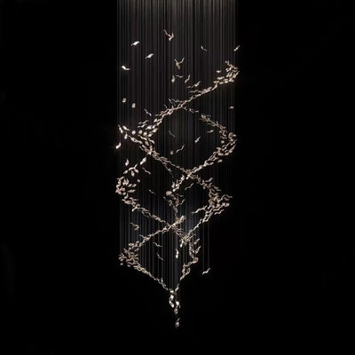 Extra Large Luxury Art Double Spiral Creative Crystal Chandelier For High - ceiling Foyer/Hallway/Entryway - cyranlamps