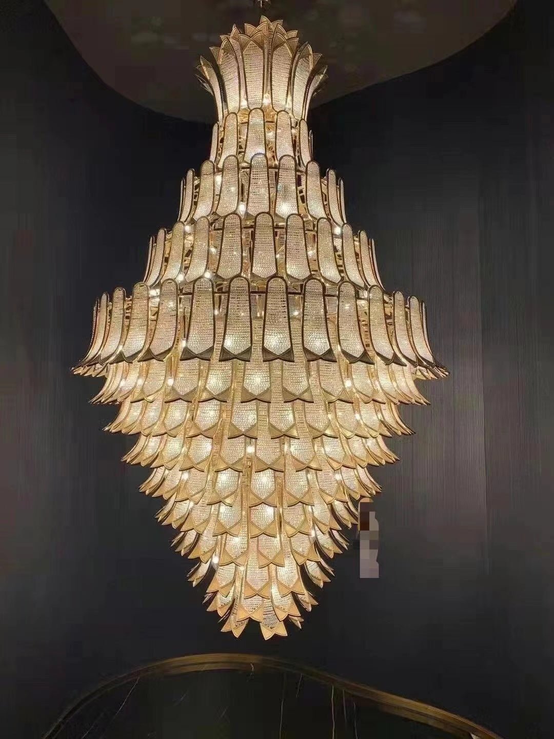 Extra Large Luxury Multi - tier Gold CrystalChandelier for Stairs/Large High - ceiling Room - cyranlamps