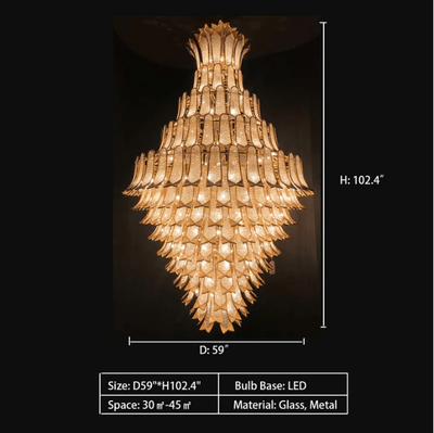 Extra Large Luxury Multi - tier Gold CrystalChandelier for Stairs/Large High - ceiling Room - cyranlamps