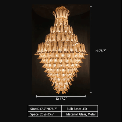 Extra Large Luxury Multi - tier Gold CrystalChandelier for Stairs/Large High - ceiling Room - cyranlamps
