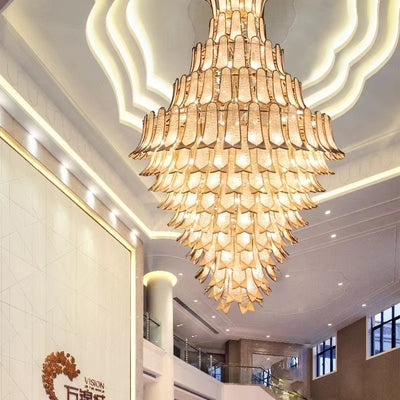 Extra Large Luxury Multi - tier Gold CrystalChandelier for Stairs/Large High - ceiling Room - cyranlamps