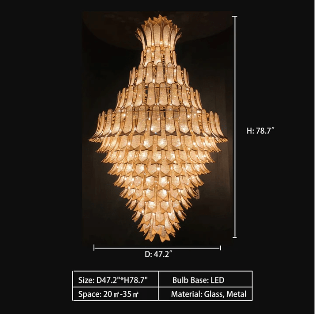 Extra Large Luxury Multi - tier Gold Pendant Glass Chandelier for Stairs/Large High - ceiling Room - cyranlamps
