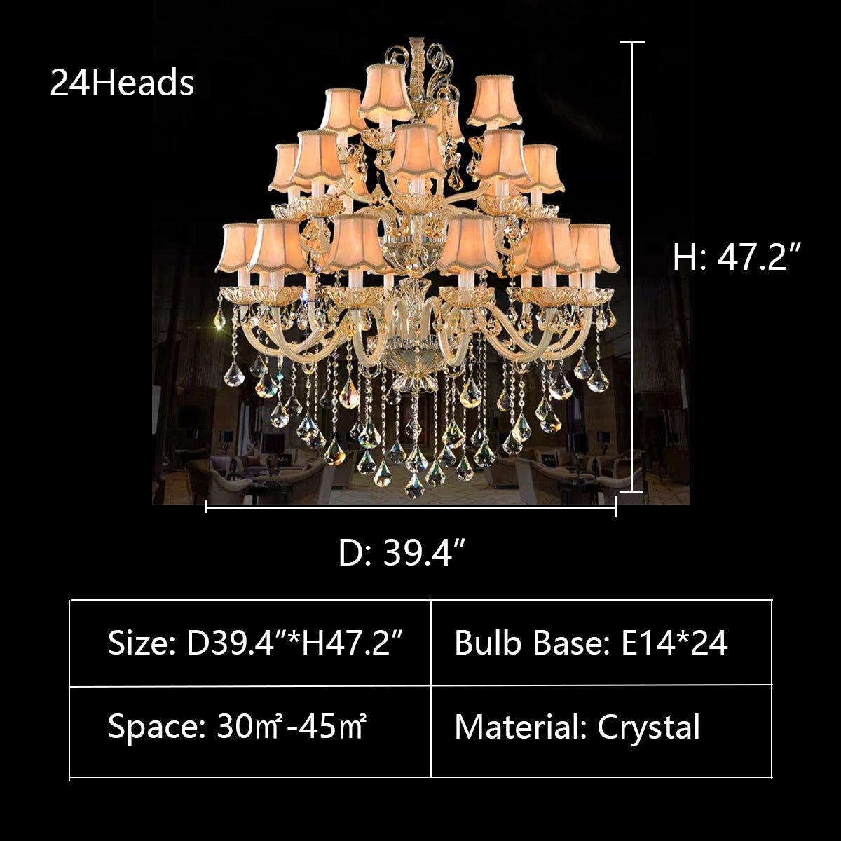 Extra Large Luxury Multi - Tiered Crystal Pendant Chandelier for High - Ceiling Rooms - cyranlamps