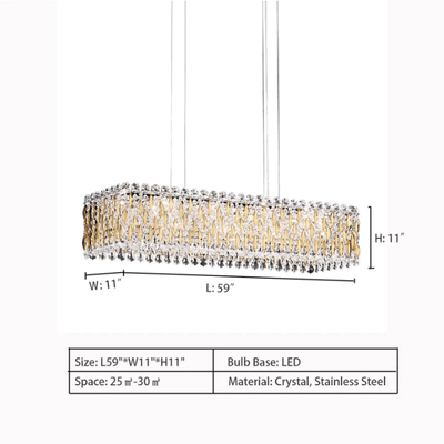 Extra Large Luxury Rectangle Crystal Pendant Chandelier for Living/Dining Room/Kitchen Island - cyranlamps