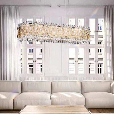 Extra Large Luxury Rectangle Crystal Pendant Chandelier for Living/Dining Room/Kitchen Island - cyranlamps