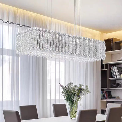 Extra Large Luxury Rectangle Crystal Pendant Chandelier for Living/Dining Room/Kitchen Island - cyranlamps
