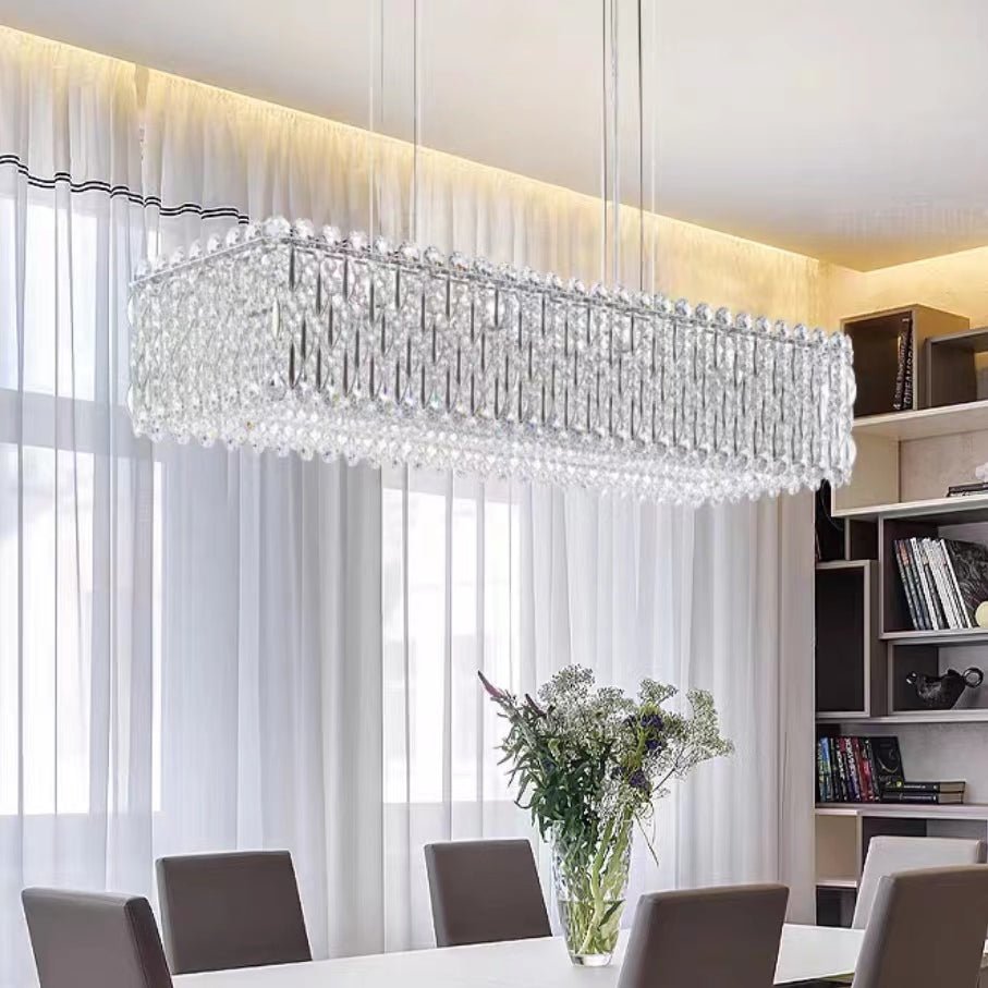 Extra Large Luxury Rectangle Crystal Pendant Chandelier for Living/Dining Room/Kitchen Island - cyranlamps