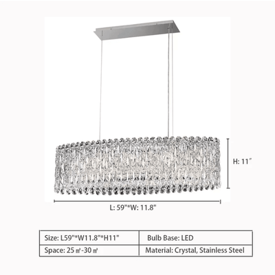 Extra Large Modern Fashion Oval Crystal Pendant Chandelier for Dining Room/Kitchen Island - cyranlamps