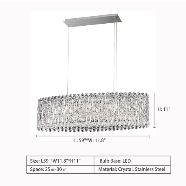 Extra Large Modern Fashion Oval Crystal Pendant Chandelier for Dining Room/Kitchen Island - cyranlamps