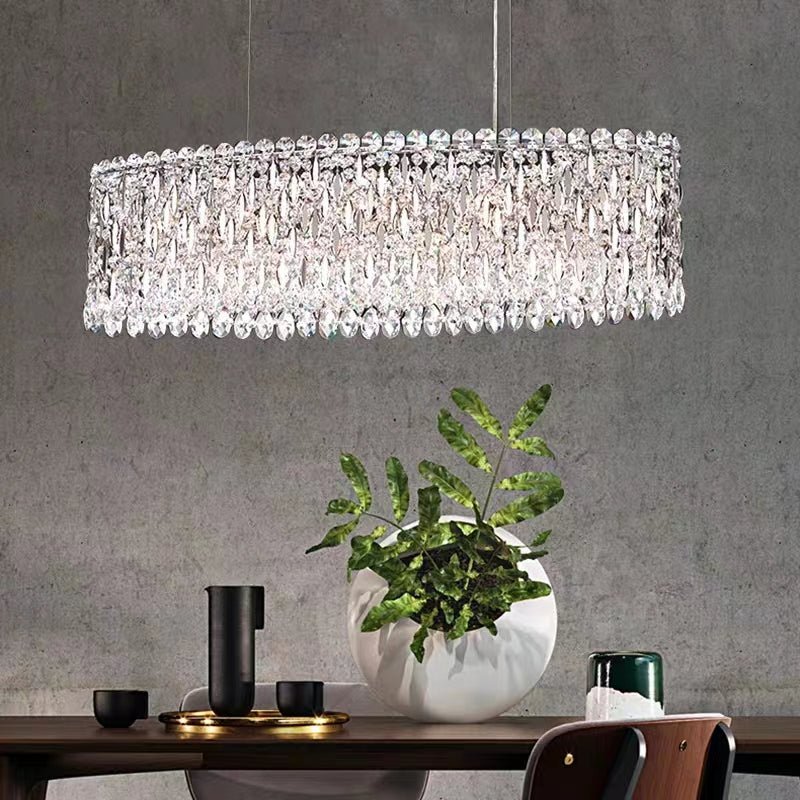 Extra Large Modern Fashion Oval Crystal Pendant Chandelier for Dining Room/Kitchen Island - cyranlamps