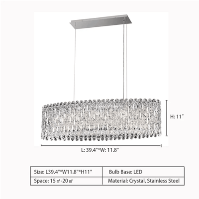 Extra Large Modern Fashion Oval Crystal Pendant Chandelier for Dining Room/Kitchen Island - cyranlamps