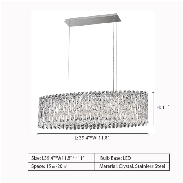 Extra Large Modern Fashion Oval Crystal Pendant Chandelier for Dining Room/Kitchen Island - cyranlamps