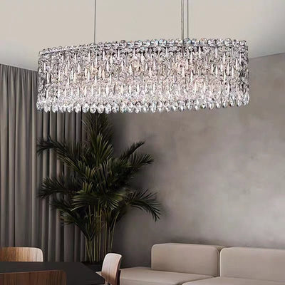 Extra Large Modern Fashion Oval Crystal Pendant Chandelier for Dining Room/Kitchen Island - cyranlamps