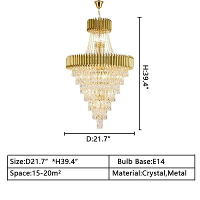 Extra Large Modern Multi - layers Gold/Black Light Luxury Crystal Chandelier For 2 - Story Living Room,Foyer - cyranlamps