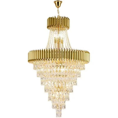 Extra Large Modern Multi - layers Gold/Black Light Luxury Crystal Chandelier For 2 - Story Living Room,Foyer - cyranlamps