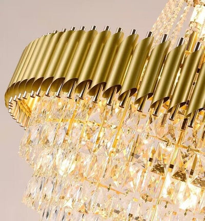 Extra Large Modern Multi - layers Gold/Black Light Luxury Crystal Chandelier For 2 - Story Living Room,Foyer - cyranlamps