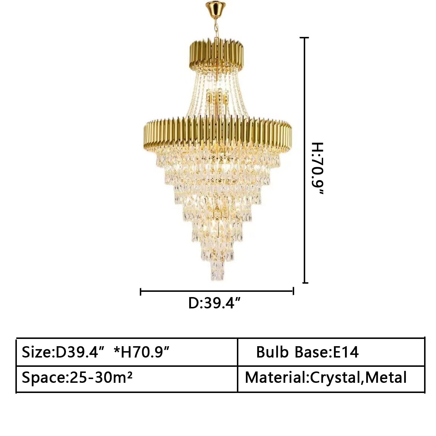 Extra Large Modern Multi - layers Gold/Black Light Luxury Crystal Chandelier For 2 - Story Living Room,Foyer - cyranlamps