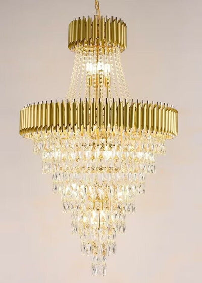 Extra Large Modern Multi - layers Gold/Black Light Luxury Crystal Chandelier For 2 - Story Living Room,Foyer - cyranlamps