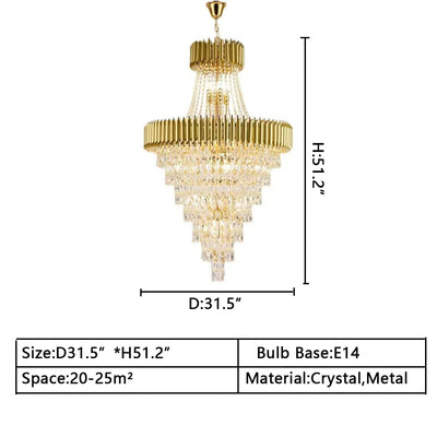 Extra Large Modern Multi - layers Gold/Black Light Luxury Crystal Chandelier For 2 - Story Living Room,Foyer - cyranlamps