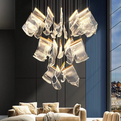 Extra Large Modern Paper Chandelier For Staircase / Foyer Villa Hall Ceiling - cyranlamps