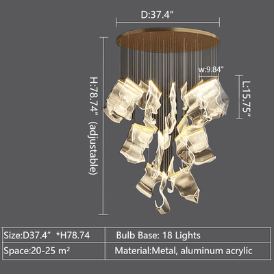 Extra Large Modern Paper Chandelier For Staircase / Foyer Villa Hall Ceiling - cyranlamps