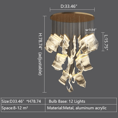 Extra Large Modern Paper Chandelier For Staircase / Foyer Villa Hall Ceiling - cyranlamps