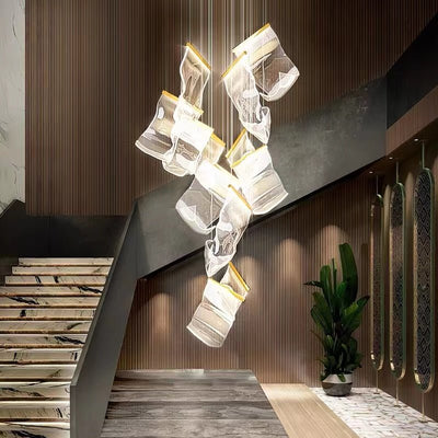 Extra Large Modern Paper Chandelier For Staircase / Foyer Villa Hall Ceiling - cyranlamps