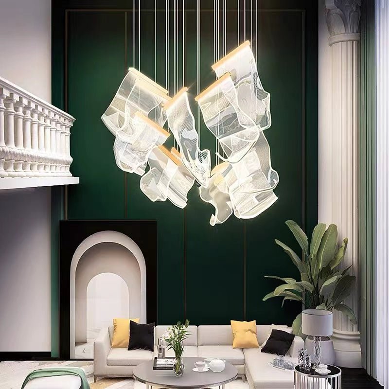 Extra Large Modern Paper Chandelier For Staircase / Foyer Villa Hall Ceiling - cyranlamps