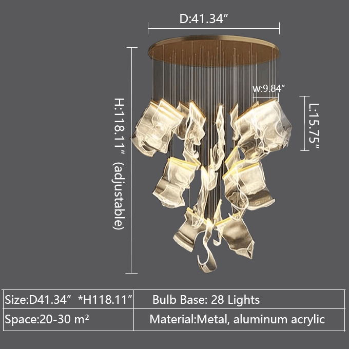 Extra Large Modern Paper Chandelier For Staircase / Foyer Villa Hall Ceiling - cyranlamps