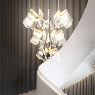 Extra Large Modern Paper Chandelier For Staircase / Foyer Villa Hall Ceiling - cyranlamps